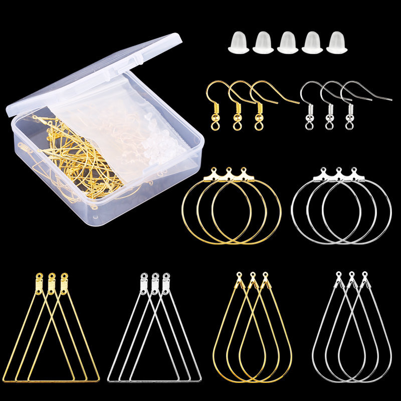 Kit de pendientes de cobre de Color dorado y plateado, ganchos de cierre, aros de alambre para la oreja, alambres para pendientes, suministros para hacer joyas DIY