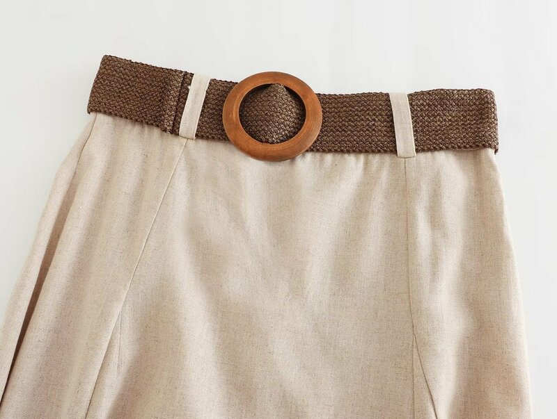 Jupe mi-longue avec ceinture pour femme, style européen et américain, nouvelle collection été 2024