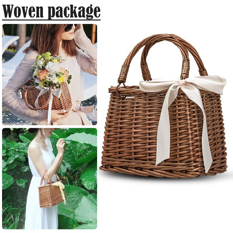 Сумка в стиле ретро ASDS-плетеная Сумка из ротанга, пляжная сумка, корзина для хранения, сумка для ланча