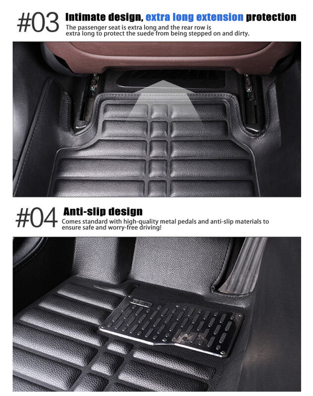 LHD Car Mats Leather For Peugeot 3008 T84 2007-2016 2008 2009 Floor Supplies Carpet Mat Rug Interior Spare Parts Car accessories