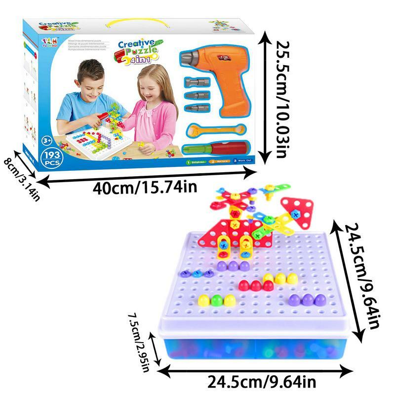 Puzzle montaż DIY zabawka wiertarka budowa zabawki do budowania dziecko kreatywna inżynieria zestawy do budowania ze śrubokrętem tablica Peg Board dla