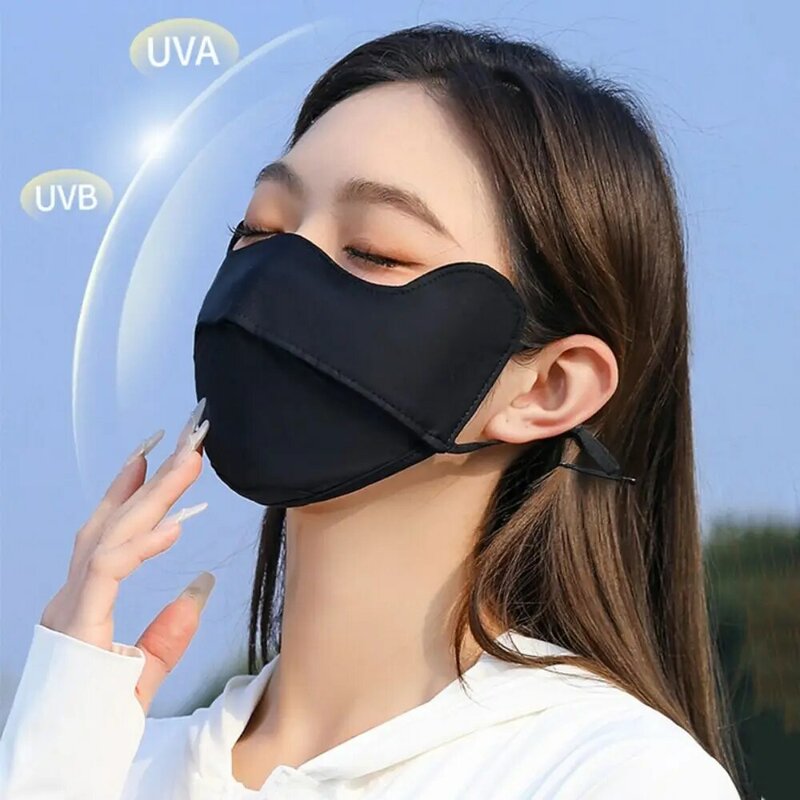 Summer Ice Silk Mask Breathable Face Mask Solid Color Face Gini Mask Eye Protection Face Scarves Face Cover Outdoor