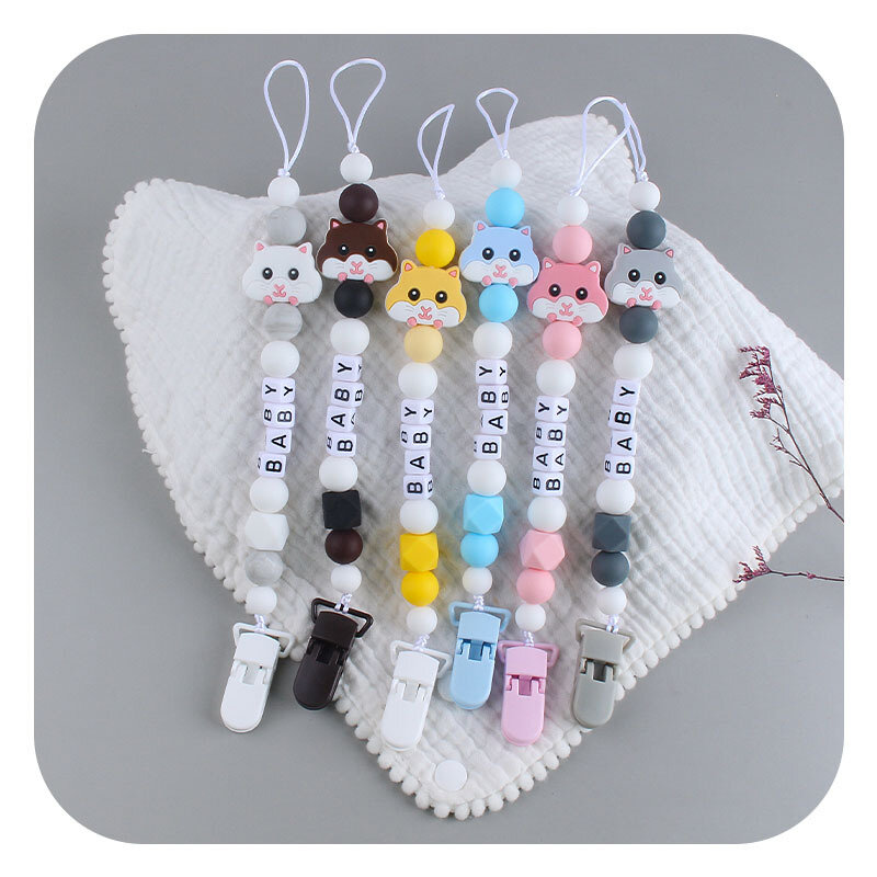 Personalized Name Baby Pacifier Clips Dummy Nipples Holder Clip Chain Silicone Totoro Teething Toys Accessories Infant Feeding