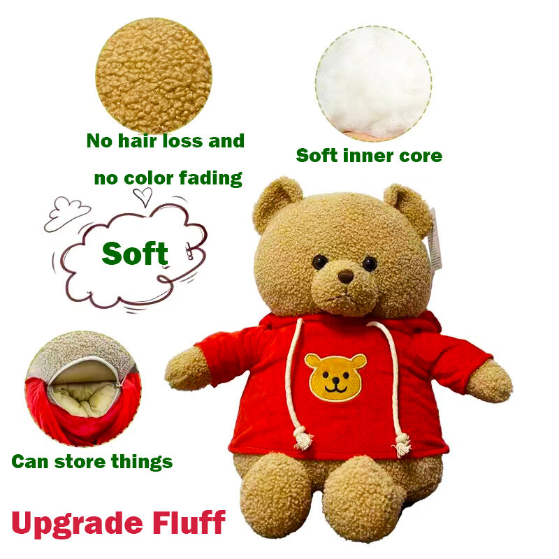 2024 NEW Plush Bear Hidden Safes Storage Safe Compartment Sight Secret Creative Gift for Money Jewelry Kids Removable Cap Doll