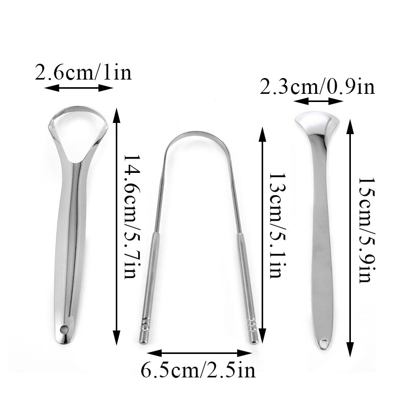 Metal Tongue Scraper Stainless Steel Tongue Cleaner Reusable Mouth Cleaning Tool Fresher Breath Oral Hygiene Care Supplies