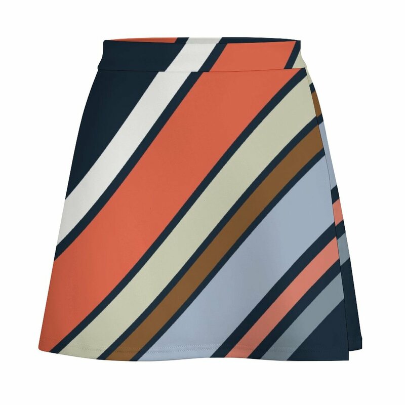 Rok Mini seksi desain garis-garis gaya retro Diagonal pakaian musim panas wanita 2023
