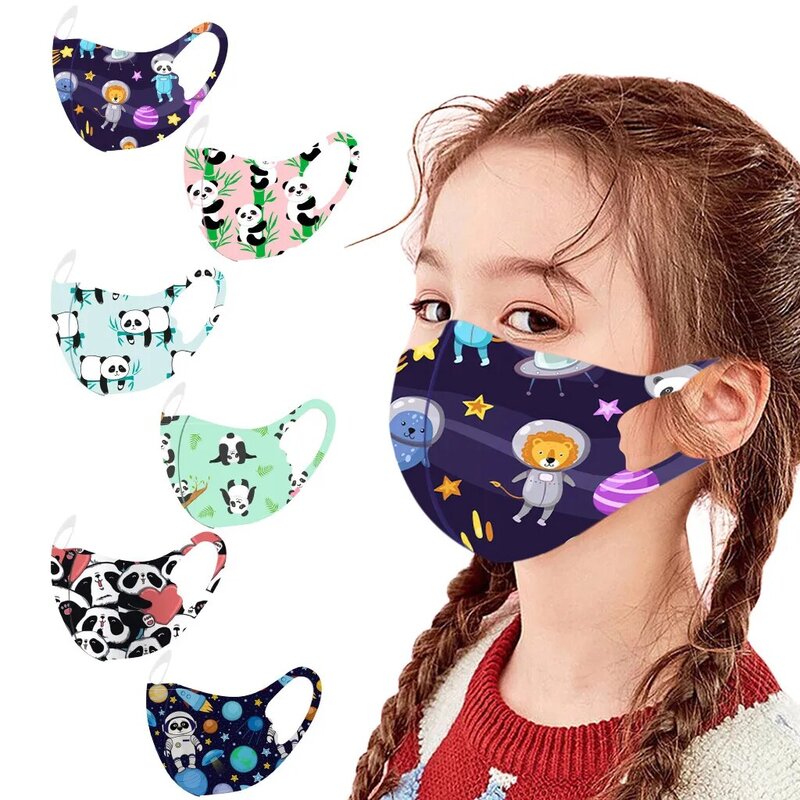1 szt. Zmywalna i wielokrotnego użytku maska dla dzieci wzór kreskówkowy drukowanie wiatroszczelna maska przyjazna dla dzieci oddychające wygodne maski