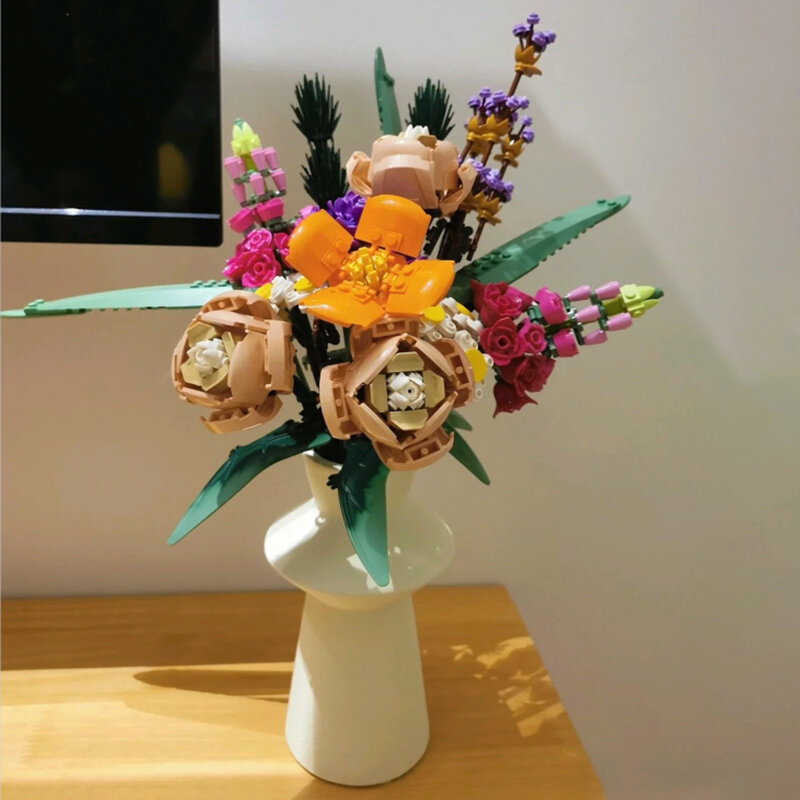 756 stücke romantische Rosen blume DIY Blumenstrauß dekorative Baustein Ziegel Spielzeug kompatibel Valentinstag Geschenk für Freundin