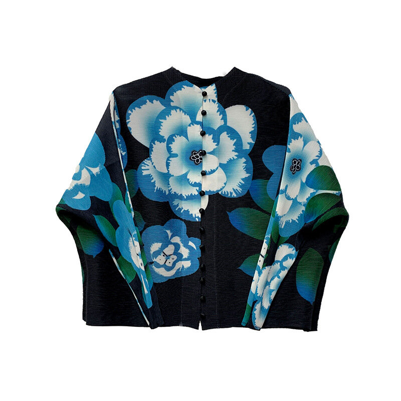COZOK-cárdigan corto plisado para mujer, chaqueta versátil e informal, con diseño de impresión 3D personalizado, para verano, WT6181, 2024