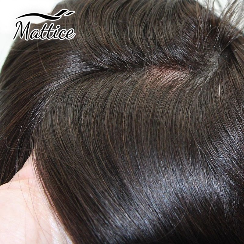 Male Hair Prosthesis Full Skin Flat V-loop Toupee for Men  0.06-0.08 mm Base Hair Transparent Poly Thin Skin Toupee For Men