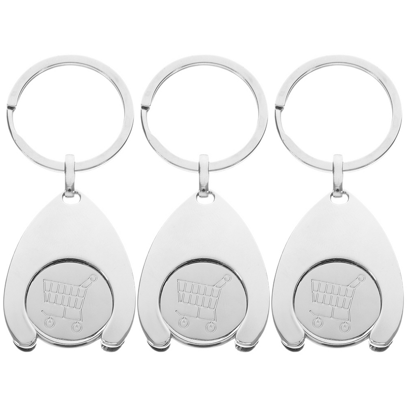 3/2pcs Trolley Coin Holder Keychains Metal Keyring Coin Holder Supermarket Shopping Cart Chip Key Chain Pendant Hanging Pendant