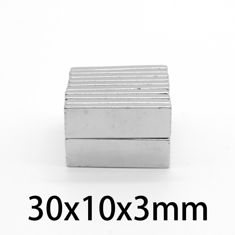 Hoja de imanes superfuertes N35, imán permanente de neodimio 30x10x3, bloque de 2/5/10/20/30/50 piezas, 30x10x3mm
