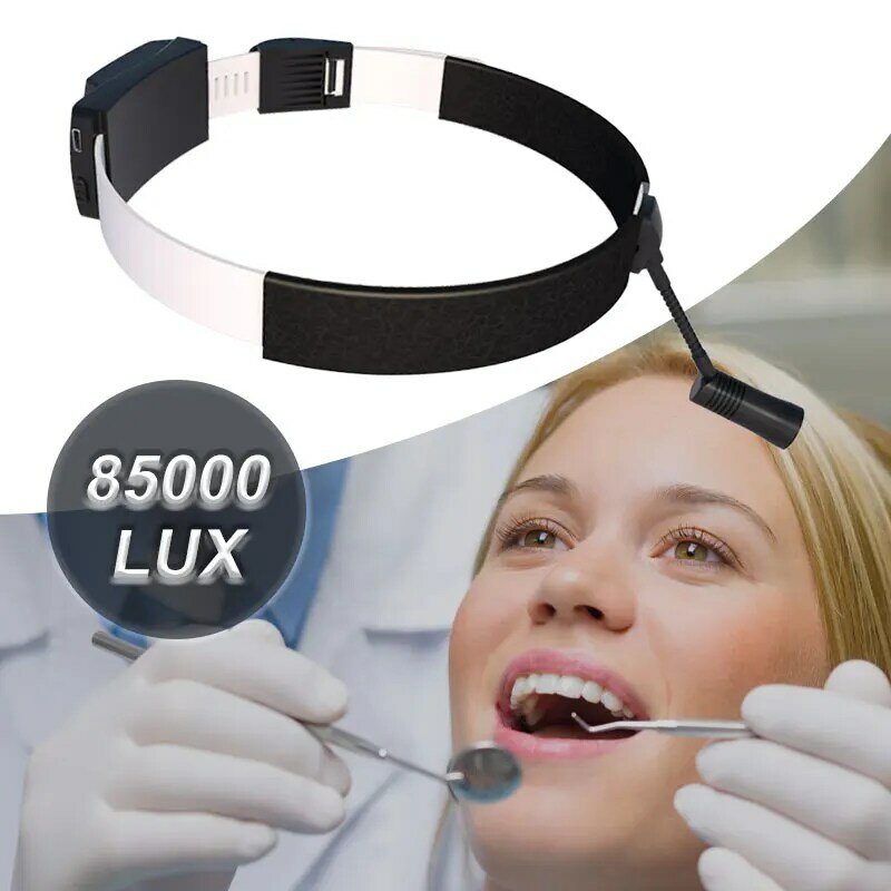 85000LUX LED Dental Headlight Type-C Charging Headlamp 360°Adjustable Angle Head Examination Light with 4000mAH Capacity Battery