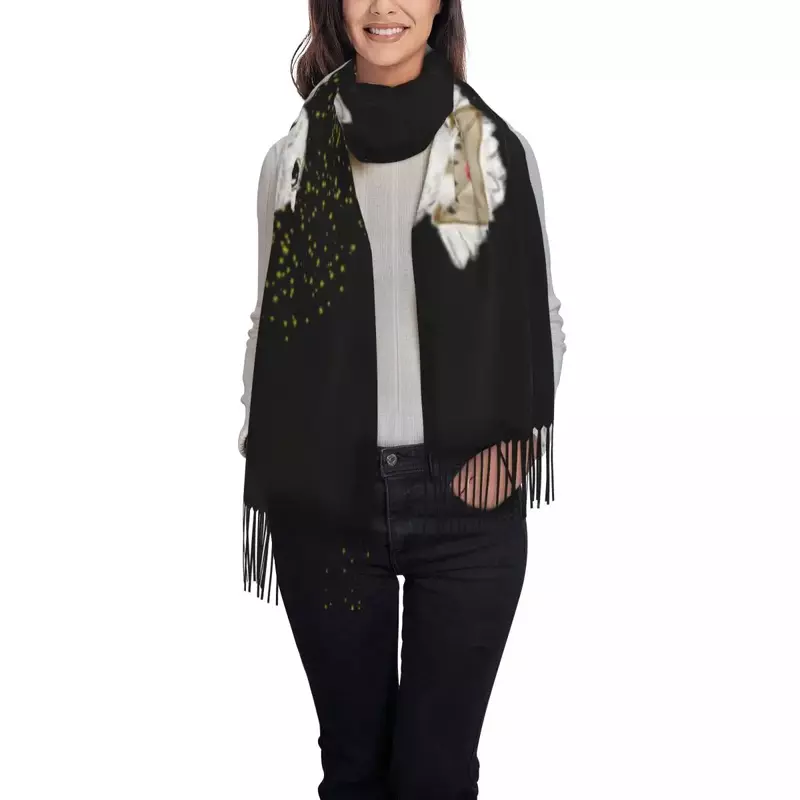 Bufandas mágicas con flecos para mujer, bufanda de lujo con diseño de búho, chal cálido para invierno y otoño