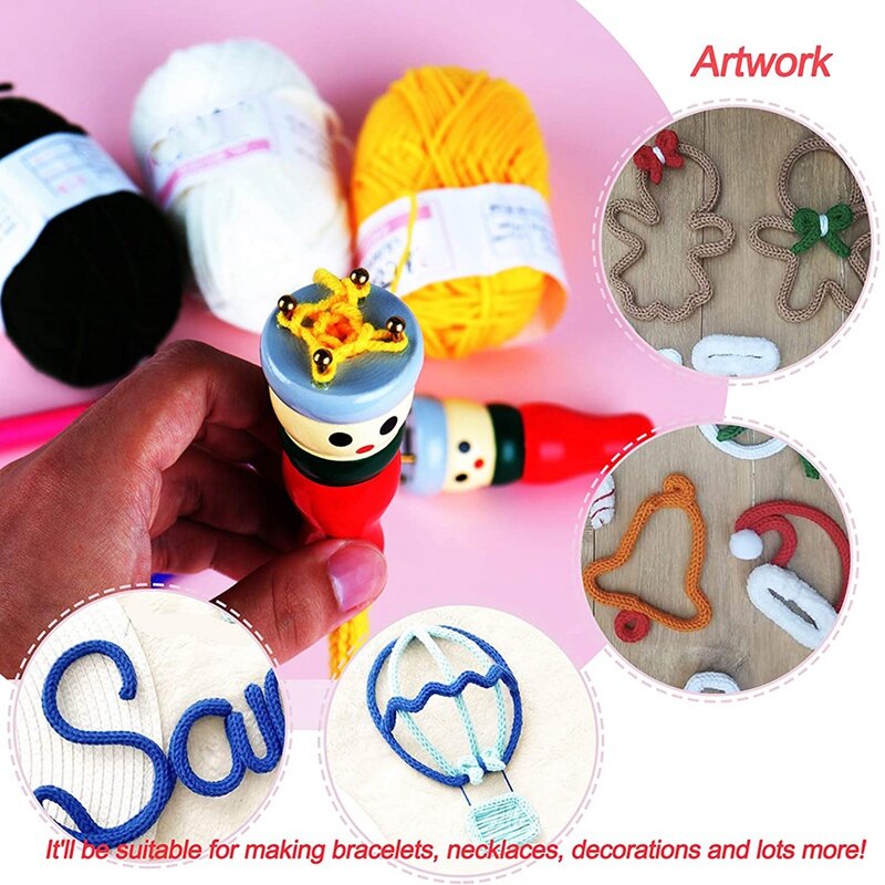 Francuski Knitter narzędzie 2 paczka, drewniane Knitting Dolly zestaw szpula Knitting Doll Knitting Loom zabawka do robienia bransoletek, itp