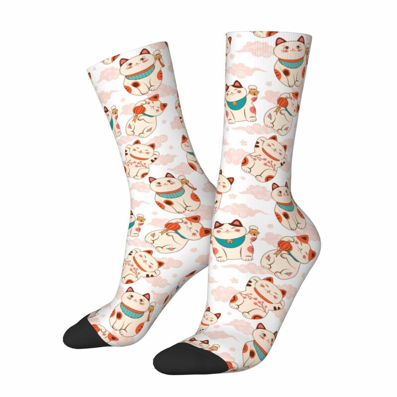 Kaus kaki kucing Beruntung simbol keberuntungan pria wanita kaus kaki kucing Asia kasual Harajuku musim semi musim panas musim gugur musim dingin kaus kaki tabung setengah Hadiah