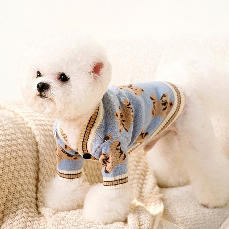 Luxus Hunde kleidung Chihuahua Haustier gestreifte Strickjacke Pullover Bichon Frise Welpen Kätzchen Hund warmen Mantel Katze Hund Zubehör Haustier Outfit