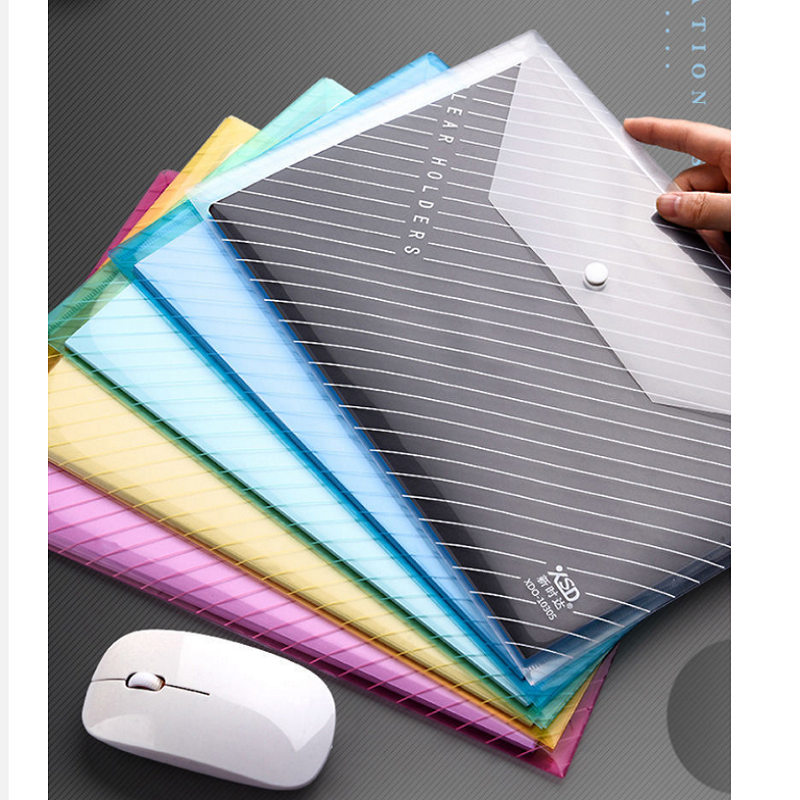 Ukuran A4 plastik File folder dompet dokumen warna-warni File tas amplop untuk sekolah kantor rumah