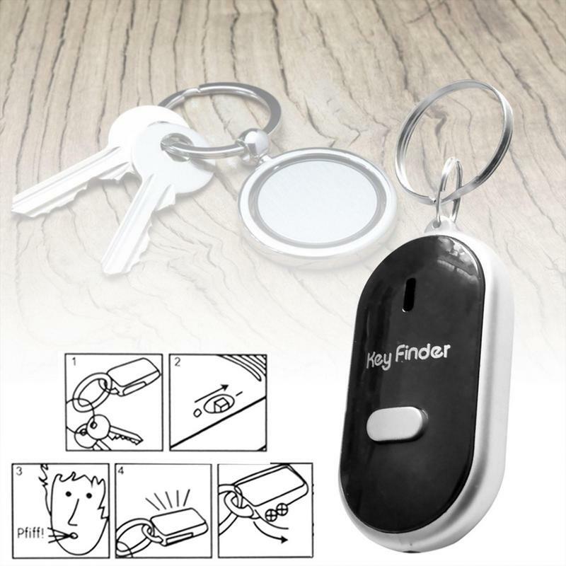 Buscador de llaves con Control remoto, alarma antipérdida, rastreadores de llaves con indicador LED y linterna LED, silbato portátil