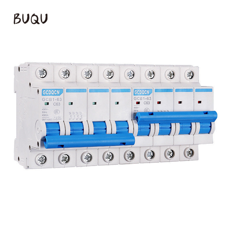 BUQU interruptor de transferencia manual de doble potencia, disyuntor de enclavamiento de doble potencia, 32a, 63a, 220V-400V, carril Din MCB, 1P + 1P 2P + 2P 3P + 3P