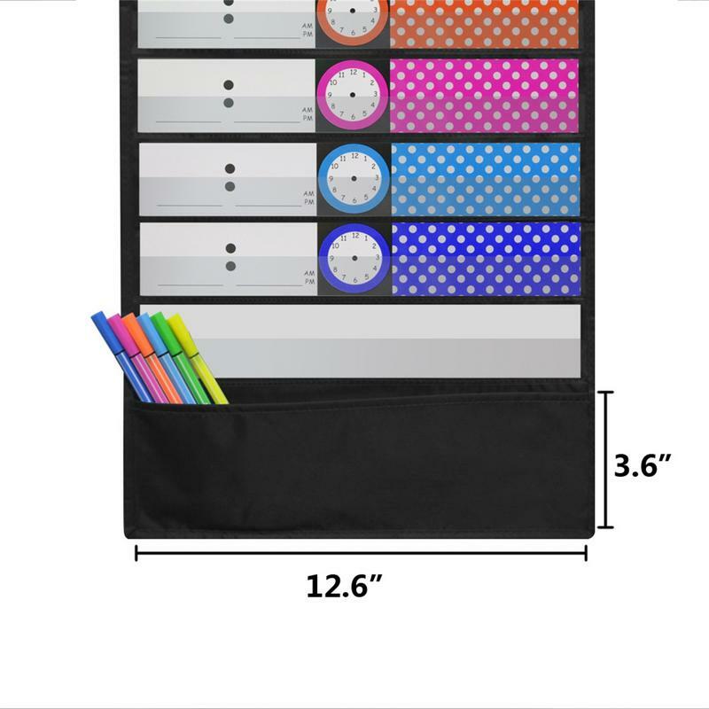 Pocket Chart For Classroom Daily Schedule Pocket Chart Clock Time Subjects Scheduling Planner With Dry-Erase Cards Classroom Or