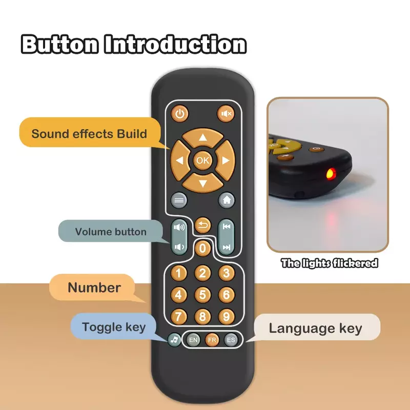 Infant Simulation TV Remote Control Toys with Music and Light Musical Baby Toy Sensory Remote Kid Baby Toys for 1 2 3 Year Old