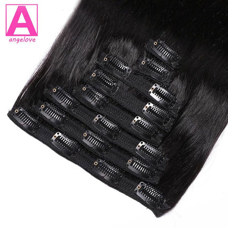 8Pcs/Set Clip In Hair Extensions Straight Human Hair Brazilian Clip In  Natural Black Color Clip Ins 22 26 Inch 120G Remy Hair