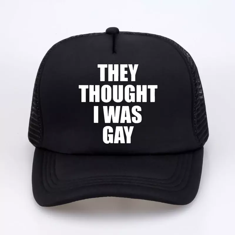 Zabawne, myśleli, że byłem gejem, czapka golfowa z graficzną bawełnianą regulowaną czapką z daszkiem Hip-hopową męską oddychającą czapki Trucker