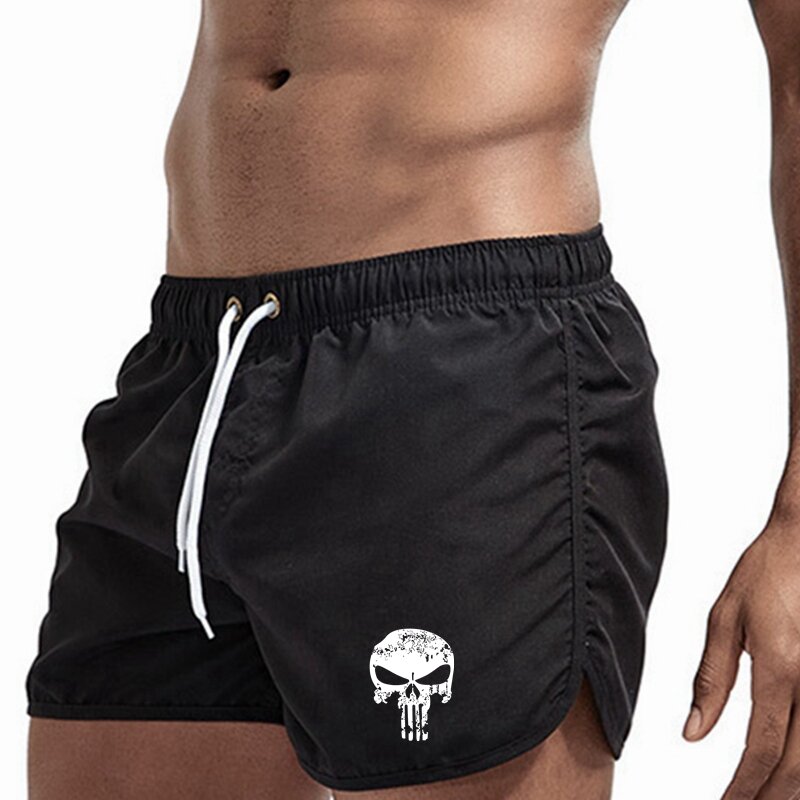 Pantalones cortos de playa con estampado de calavera para hombre, Bermudas informales ajustadas, a la moda, para gimnasio, Verano
