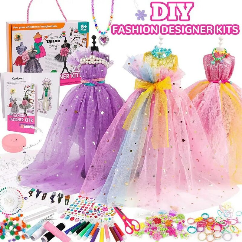 Doll Clothing Sewing Kit para Kids, DIY Arts, Creative Crafts, Toys para Girls, Christmas Gifts