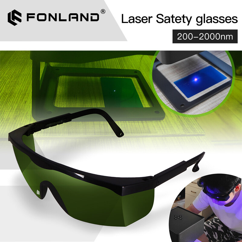 FONLAND Kacamata Pelindung Mata Keamanan Laser 200nm-2000nm untuk Penandaan & Ukiran Laser dengan Casing Pelindung