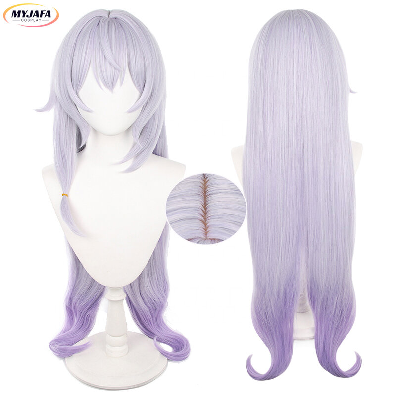 Peluca de Cosplay de juego Honkai Black Swan, cabello sintético largo resistente al calor, gradiente púrpura claro de Anime, pelucas de juego de rol + gorro de peluca