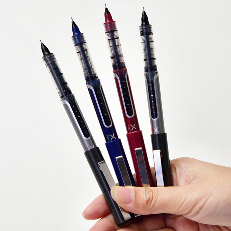 3 Teile/satz Kawaii Gerade Flüssigkeit Rollerball Stift 0,5mm Große Kapazität Blau/schwarz/rot Tinte Gel Stift Schule büro Schreibwaren