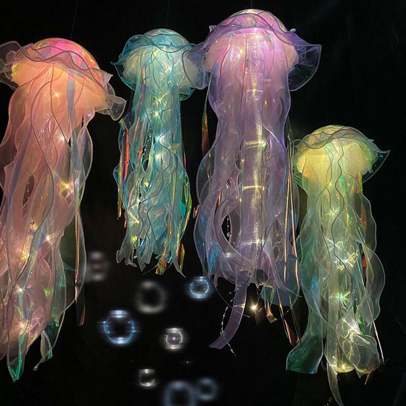 다채로운 해파리 랜턴 램프, 바다 생물, 휴대용 분위기 조명, 베이비 샤워, 바다 테마 장식, 여아 어린이 파티 호의