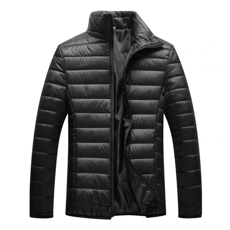 男性用軽量コットンコート,冬用,スタンドカラー,厚手,パッド入り,暖かさ,防風,耐衝撃性,ソフトダウン