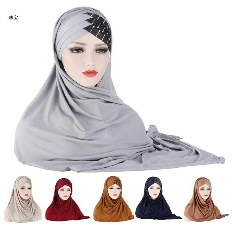 X5QE – bandeau musulman semi-fermé pour femmes adultes, 8 couleurs au choix