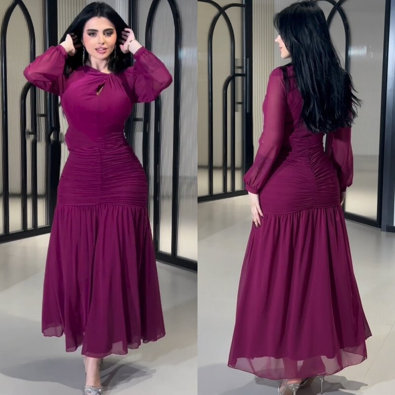 Prom Dress Saudi Arabia Satin Draped Homecoming A-line O-Neck Bespoke Occasion Gown Midi Dresses