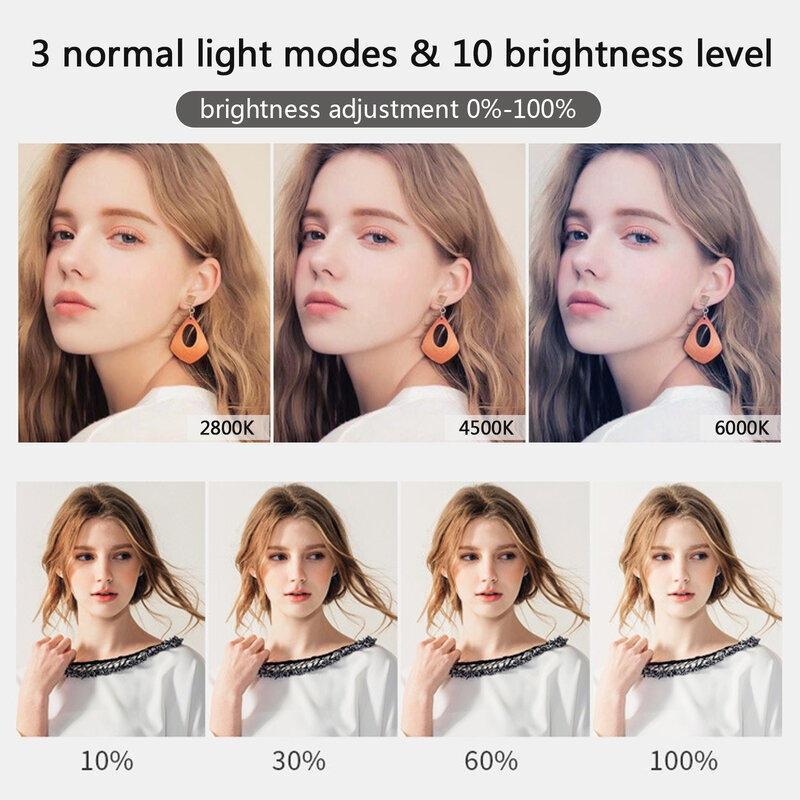 Anneau lumineux LED 10 "/26cm, intensité variable, avec trépied, lampe, éclairage annulaire pour selfie, photographie, vidéo, diffusion en streaming
