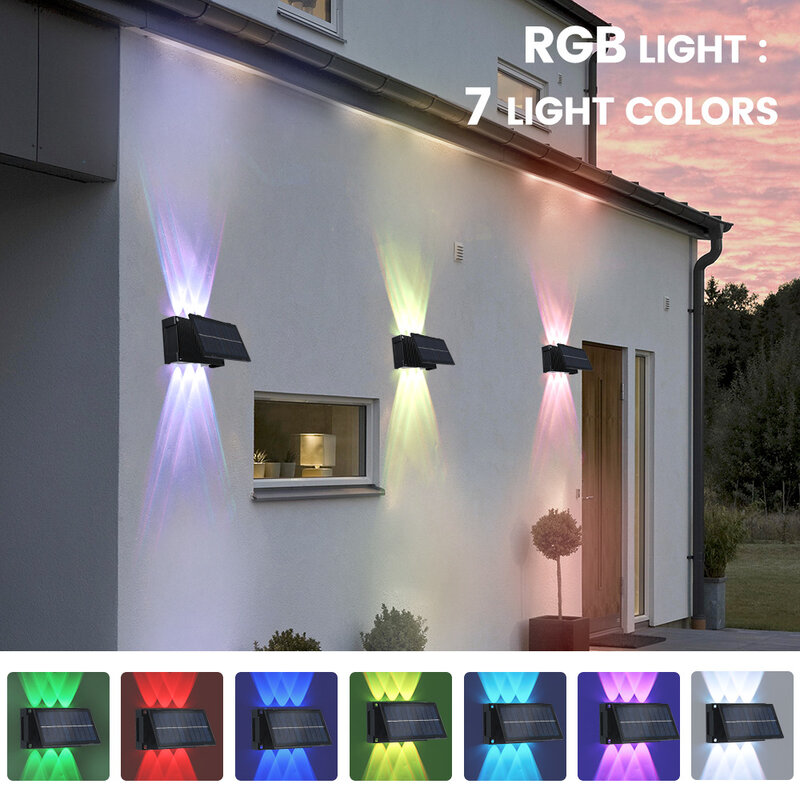 Lámpara de pared de múltiples cabezales alimentada por energía Solar, lámpara de lavado de pared impermeable para exteriores, lámpara de patio de inducción adecuada para paredes exteriores