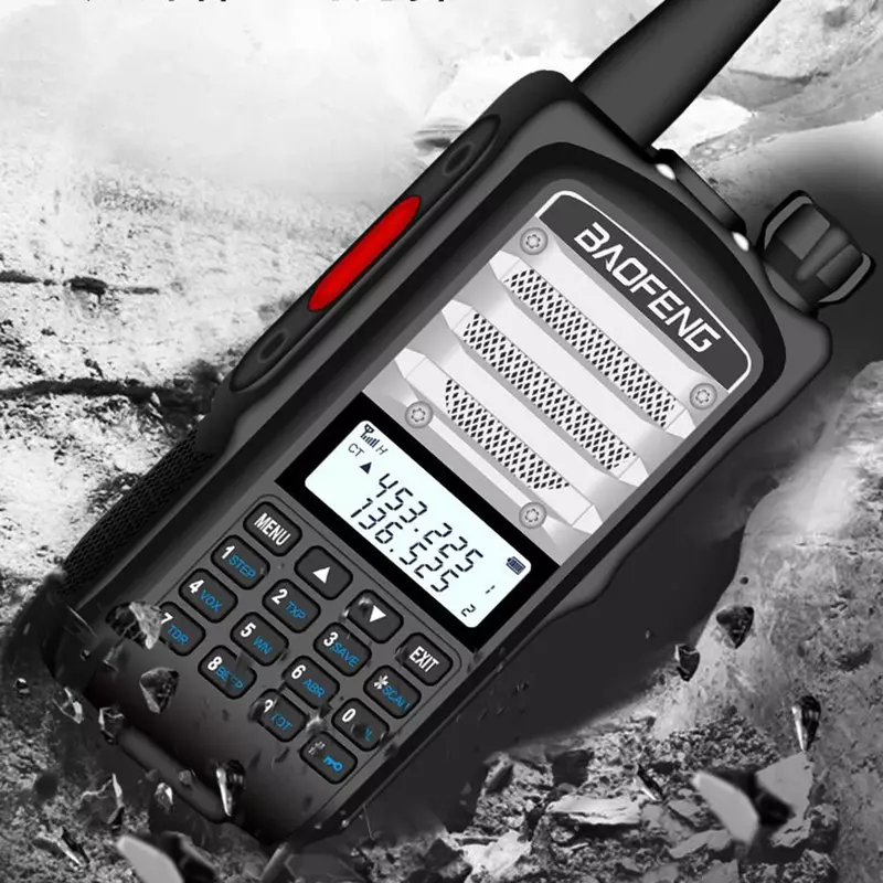 Baofeng-Mini walkie-talkie de mano BF-E51, doble frecuencia, pantalla Dual, FM, USB, recargable, 5km de largo alcance