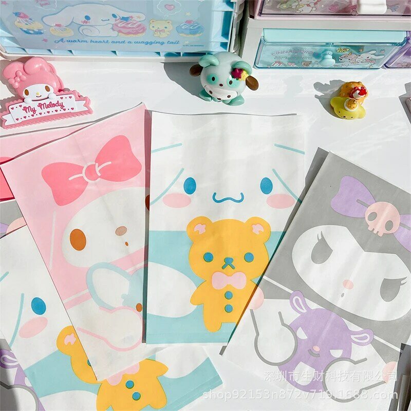 Bolsa de papel My Melody Sanrio Kawaii Anime Kuromi, bolsa de almacenamiento de papelería de escritorio, bocadillos para hornear, bolsa Ziplock, bolsa de regalo de dibujos animados para niñas