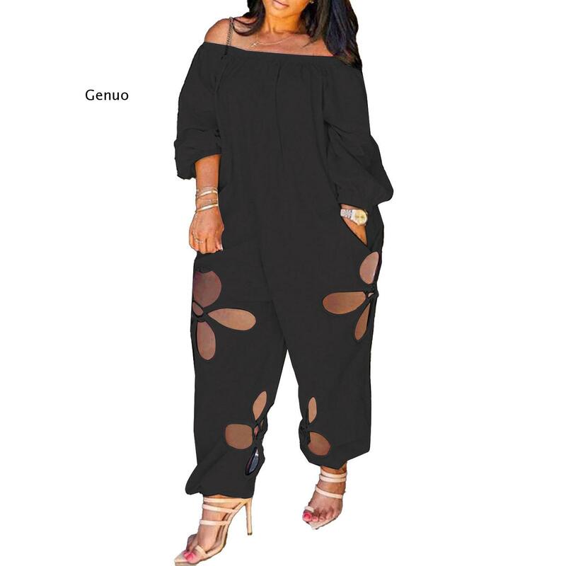 Women Off Shoulder Loose Straight Jumpsuit 2022 One Piece Set Overall Streetwear Elegant Casual Playsuits