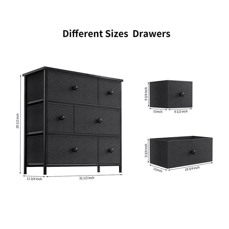 Шкаф-органайзер REAHOME со стальной рамой и 6 ящиками для хранения в спальне, черный, серый