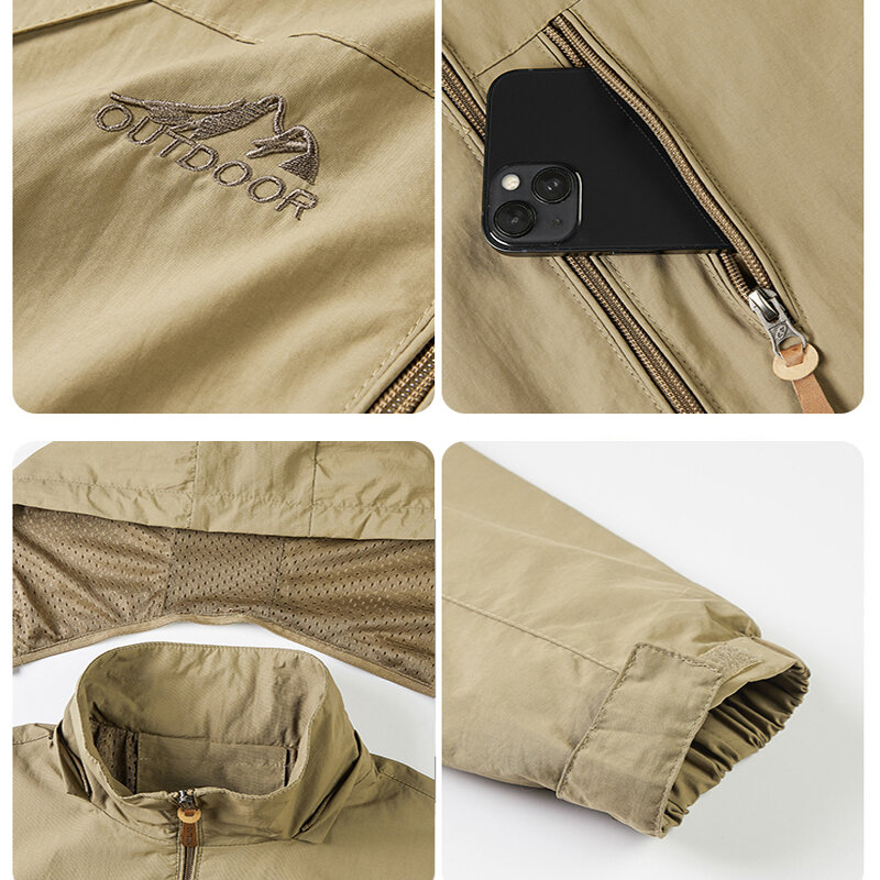 Waterproof Jackets For Men Outdoor Hiking Trekking Jacket With Hood Casual Spring Windbreaker Military Field Jacket Mens Coats