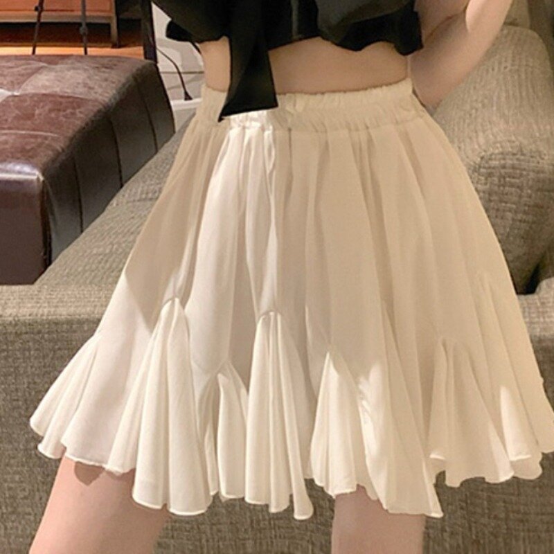 Плиссированные юбки для женщин, универсальная однотонная летняя одежда в Корейском стиле для молодых девушек, модная тонкая мини-юбка для отдыха в стиле High Street