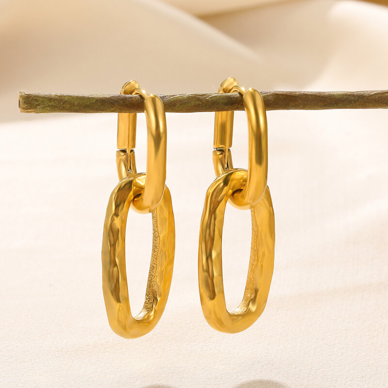 Geometrische Creolen für Frauen Gold Farbe quadratische Ohr haken durchbohrte Accessoires Bijoux Femme Edelstahl Schmuck Geschenke