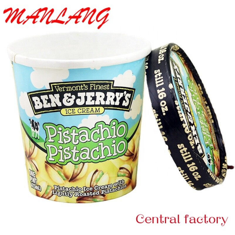 Pasokan pabrik cangkir es krim sekali pakai 16 oz mangkuk kertas untuk es krim