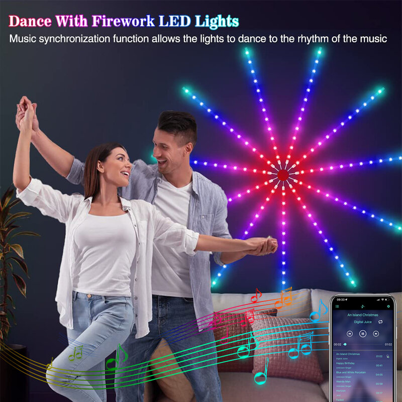 Traum farbe RGB wechselndes Feuerwerk LED-Streifen Licht Fernbedienung Musik synchron isation Bluetooth-Lichter für Weihnachten Schlafzimmer Dekor 5V USB