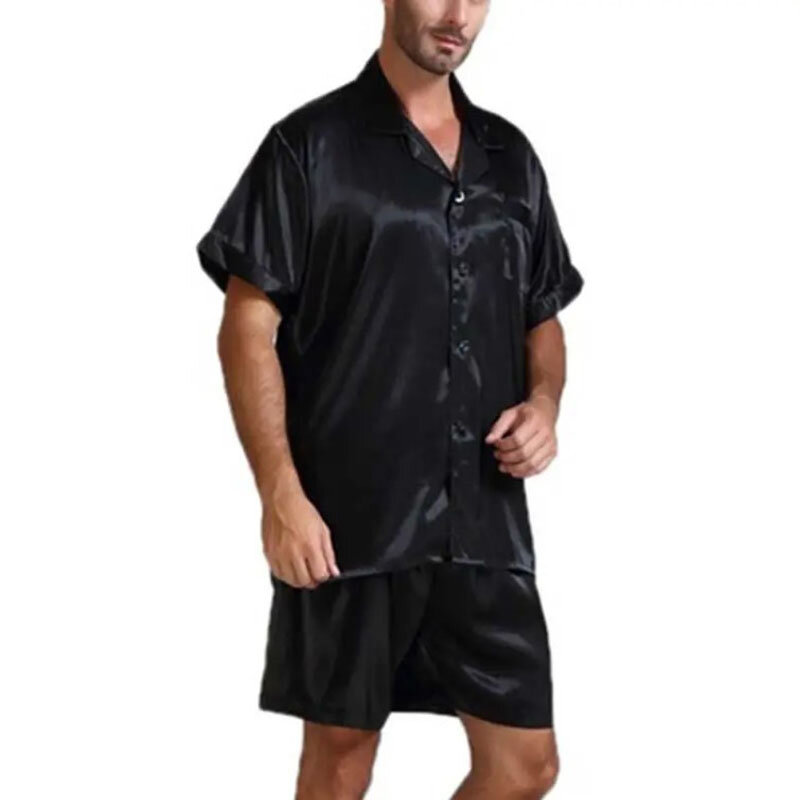 Комплект пижамный мужской из рубашки с коротким рукавом и шортов, комплект из 2 предметов, мягкая удобная домашняя одежда, спальная ткань, MY949, на лето