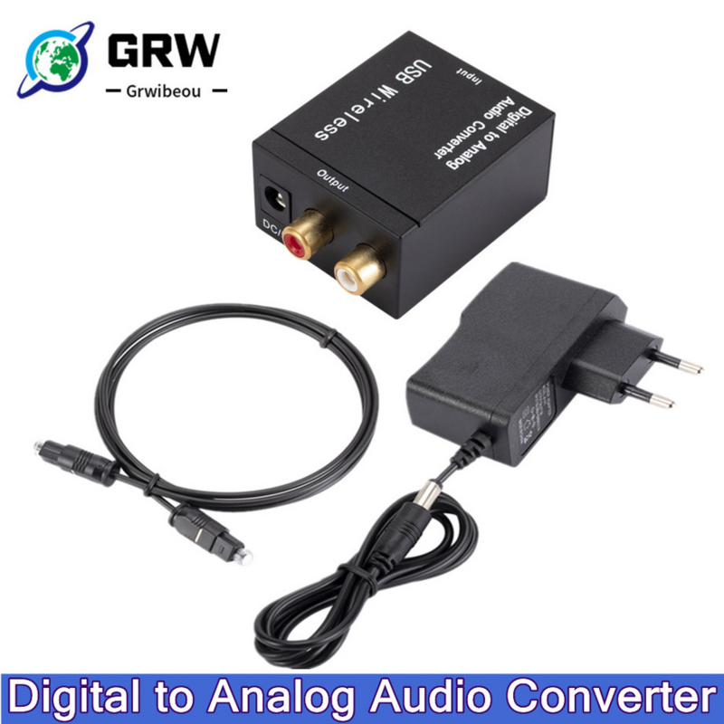 Conversor de áudio digital para analógico, RCA, R e L Saída, DAC Amplificador Box, Coaxial Óptico, SPDIF, ATV Decodificador